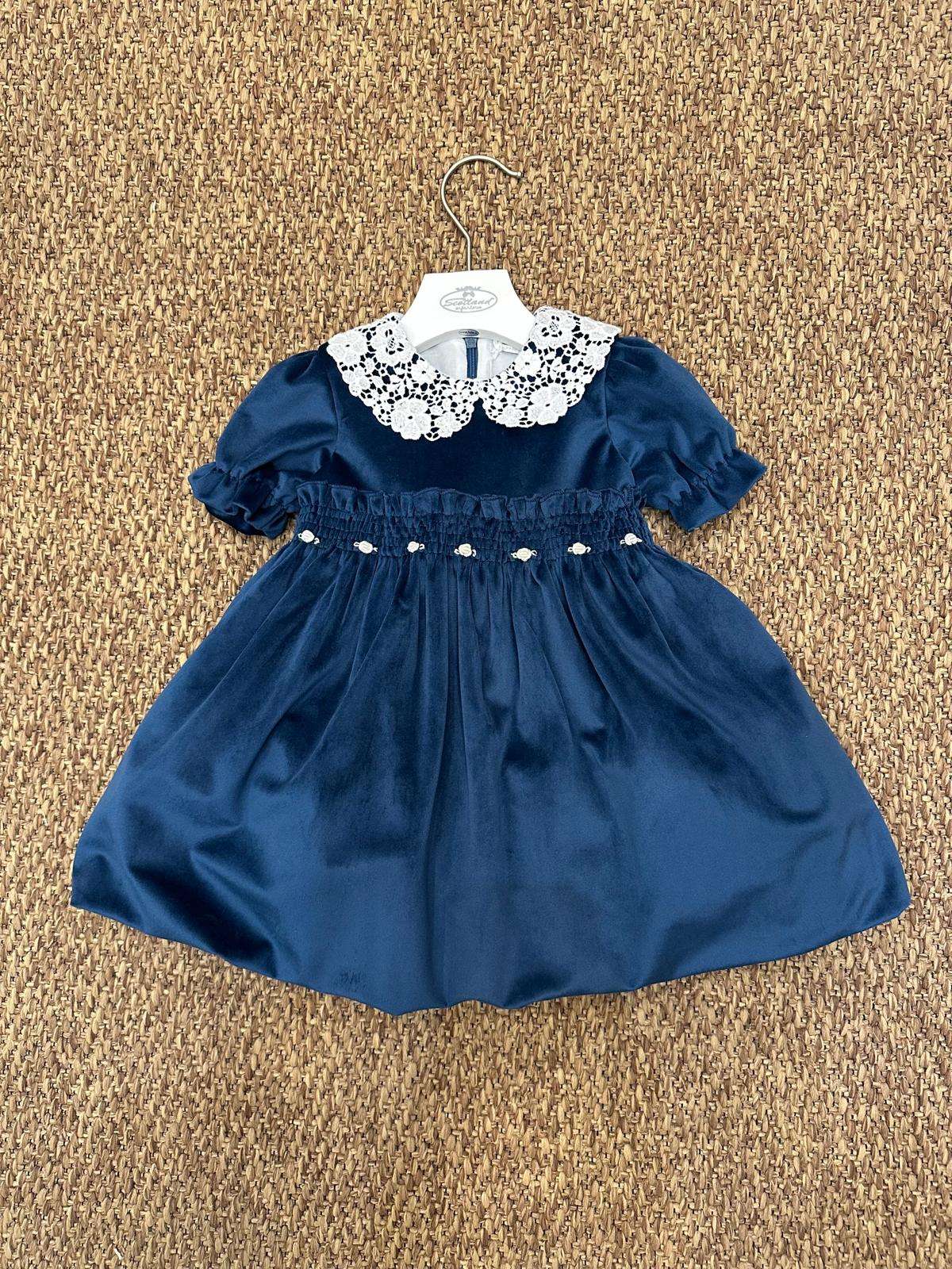 Abito bambina in ciniglia con colletto floreale Teto&Tatta