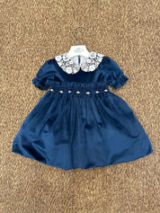 Abito bambina in ciniglia con colletto floreale Teto&Tatta