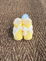 Babbucce neonata traforate con fiocchetto in pizzo Juliana
