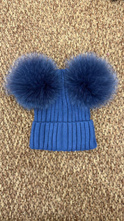 Cappello bimbi a costine con 2 pon pon Enfant Made in Italy