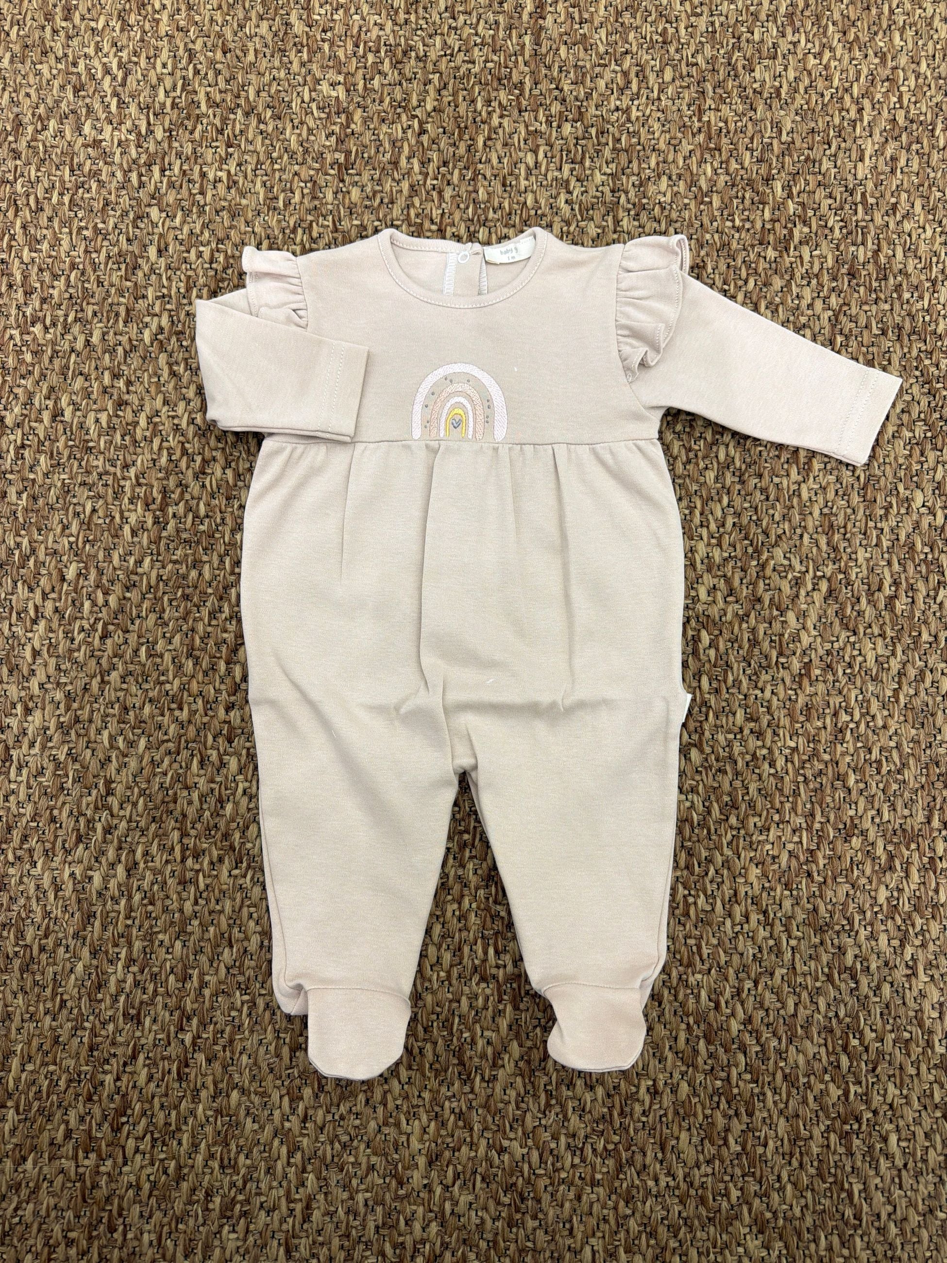 Tutina neonata con volant e ricamo arcobaleno Baby Gi