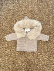 Cappotto neonato con cappuccio in pellicciotto Paz Rodriguez
