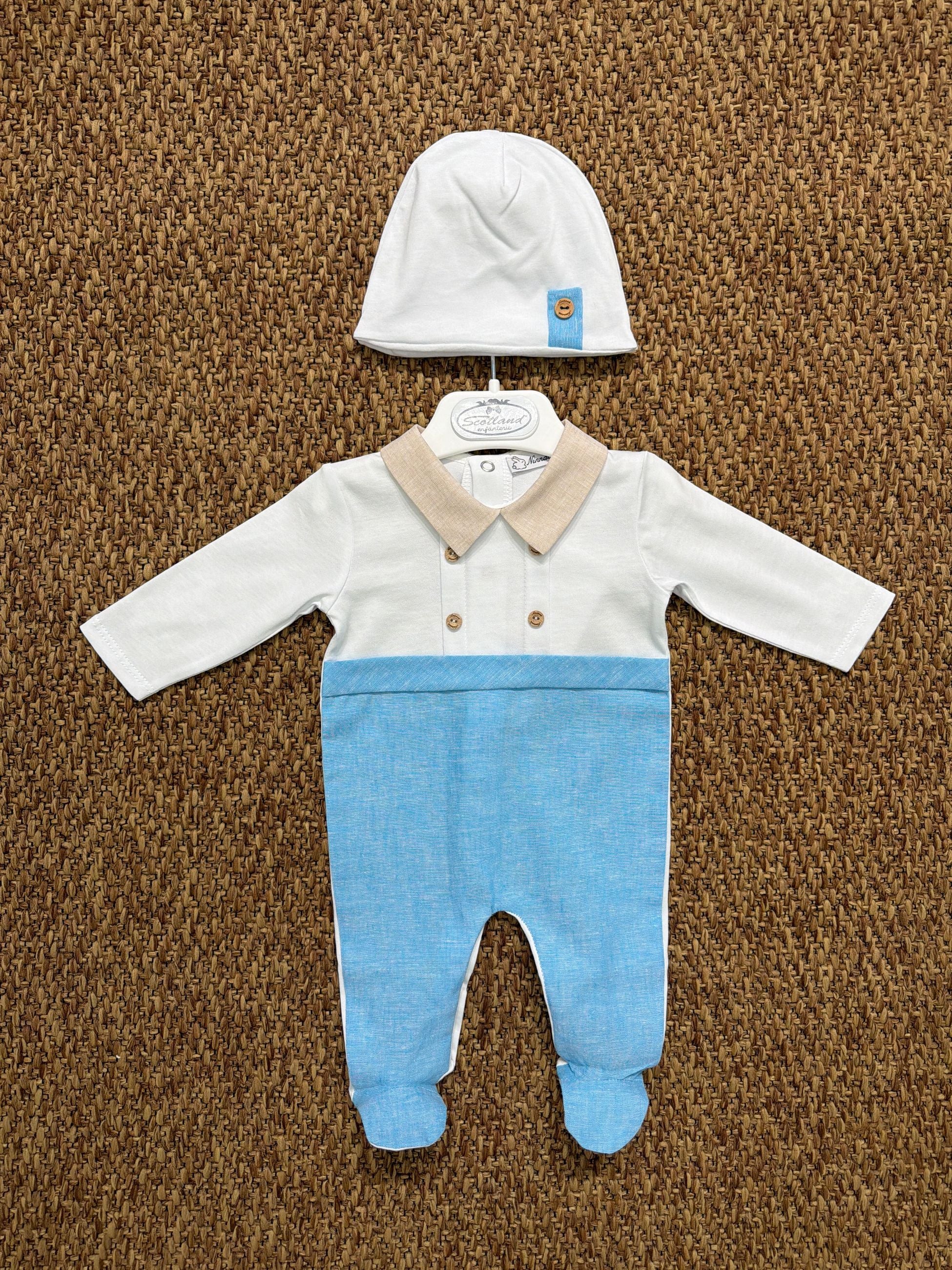 Tutina neonato con cappellino bicolore Ninnaoh