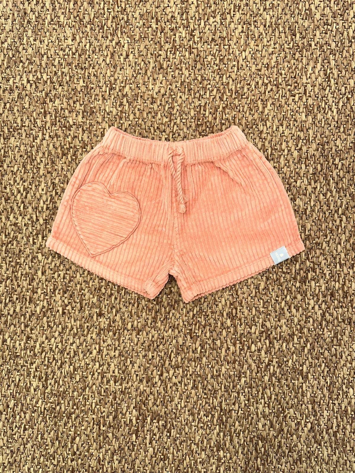 Shorts bambina in velluto a costine con cuore Snug