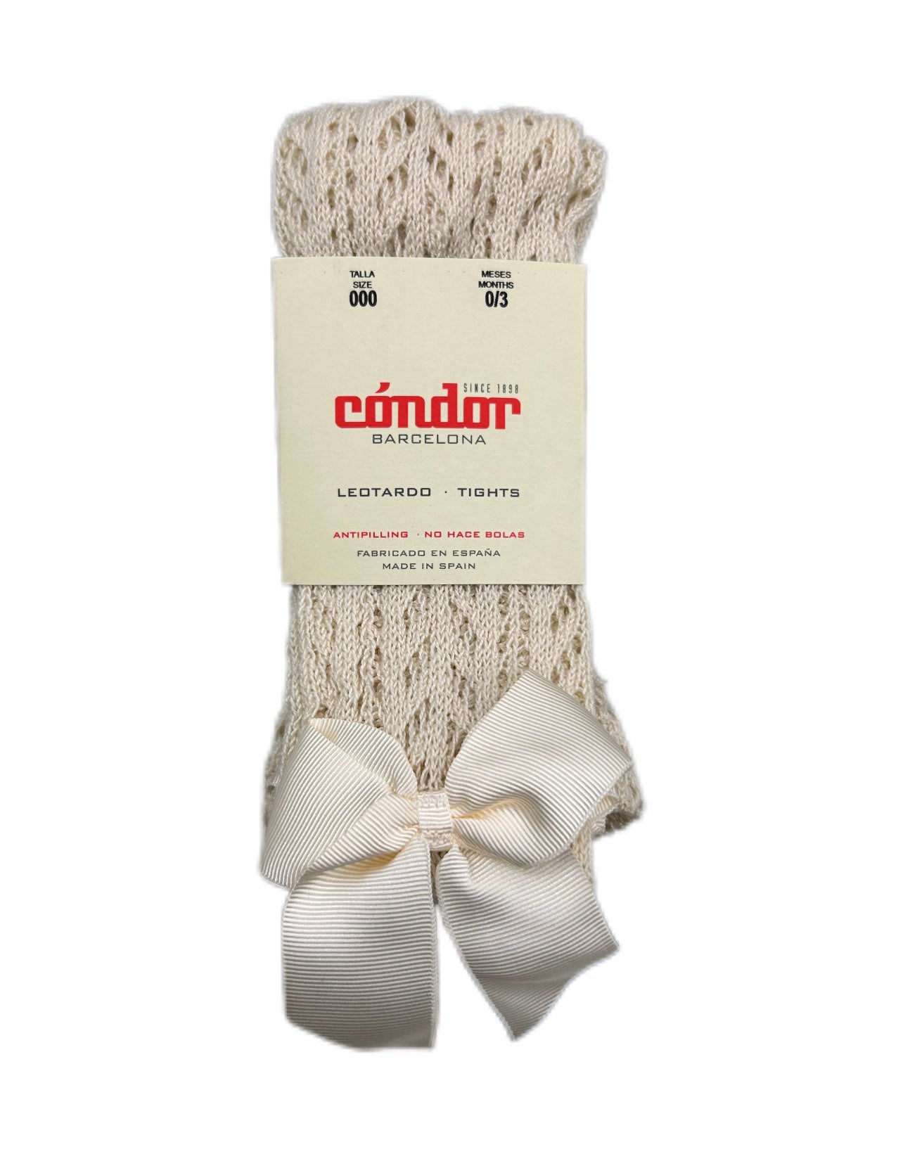 Calzamaglie bimba con dettaglio traforato e fiocco Condor
