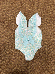 Costume intero bimba a fiori con fiocchi Sardon