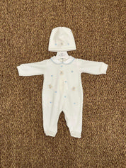 Tutina neonati con ricami con cappellino Bisou