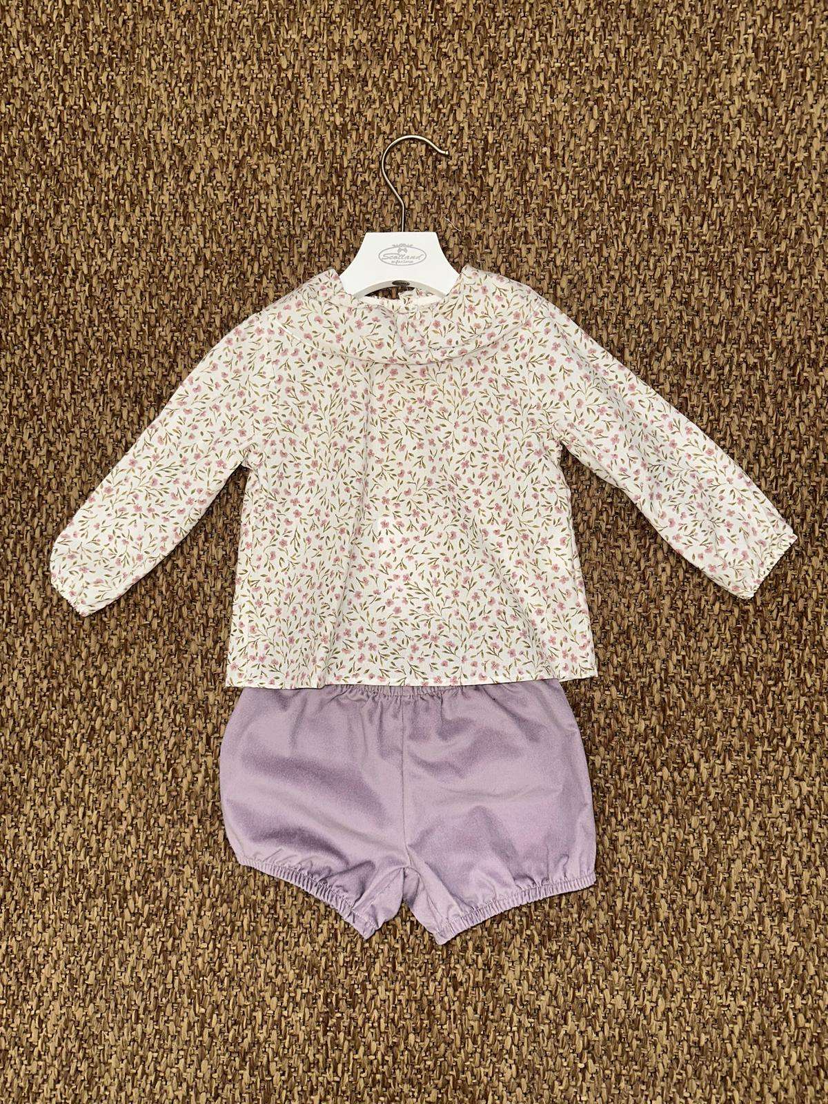 Completo bambina con camicia a fiori Barcellino