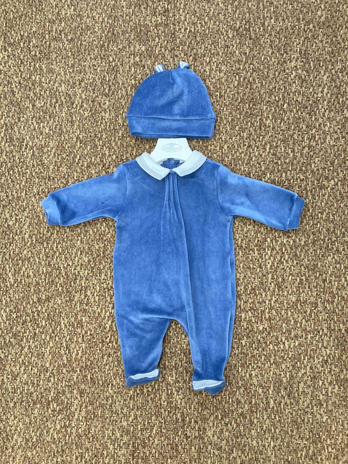 Tutina neonati in velluto con cappellino Baby Vip