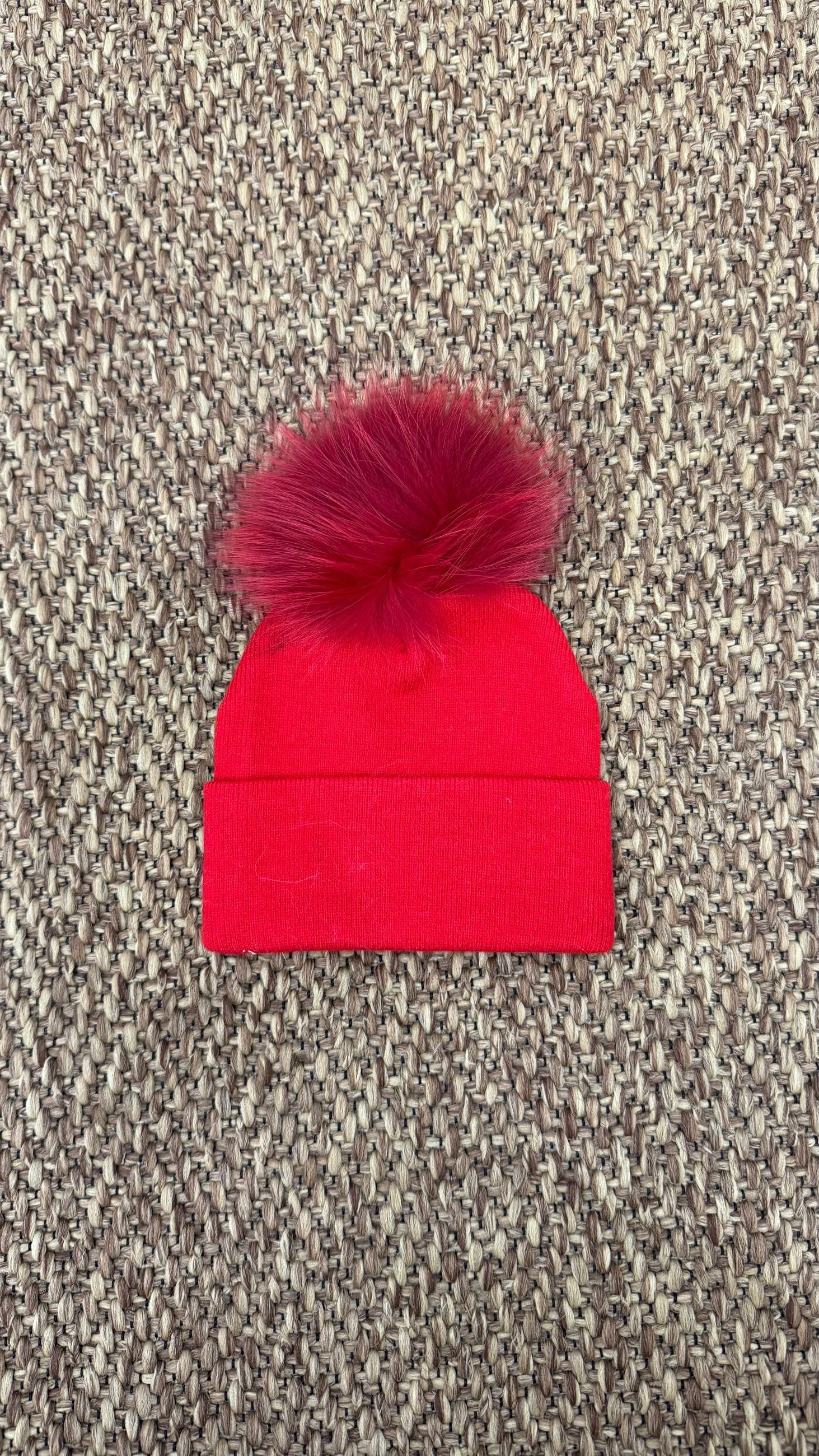 Cappello bimbi liscio con pon pon Enfant Made in Italy