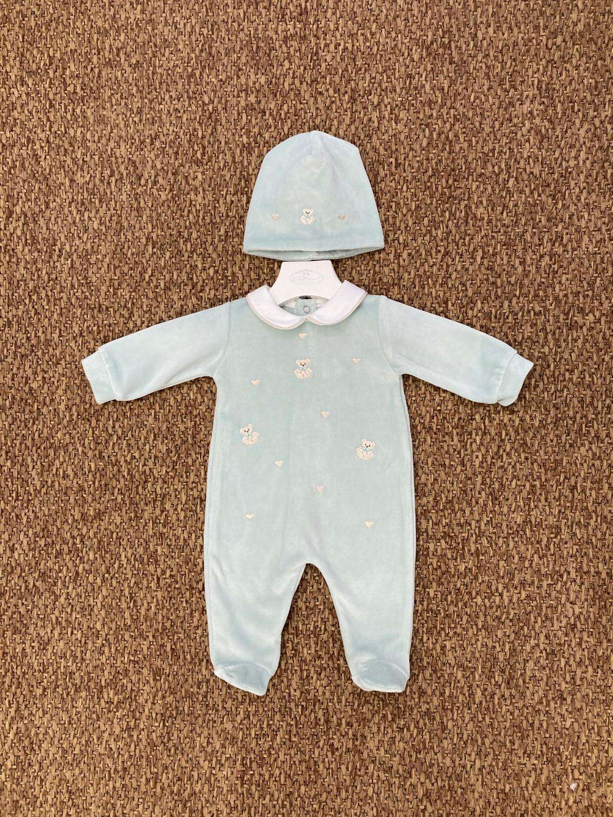 Tutina neonati con ricami con cappellino Bisou