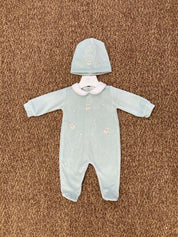 Tutina neonati con ricami con cappellino Bisou