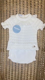 Completo Bimba in filo con merletto Juliana