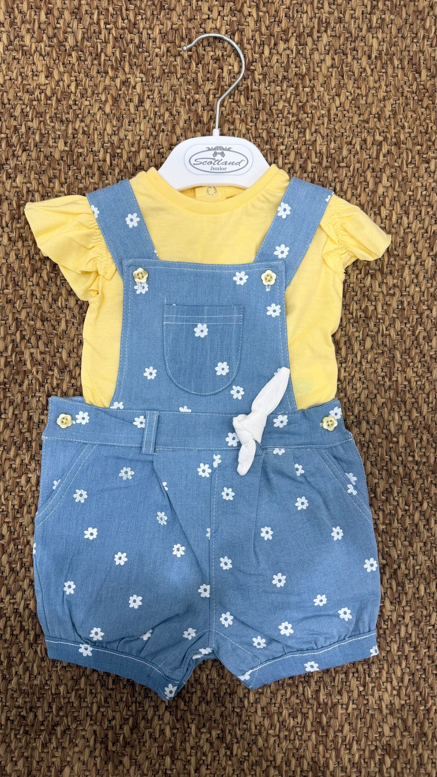 Completo bambina 2pz salopette in denim con margherite Baby Bol