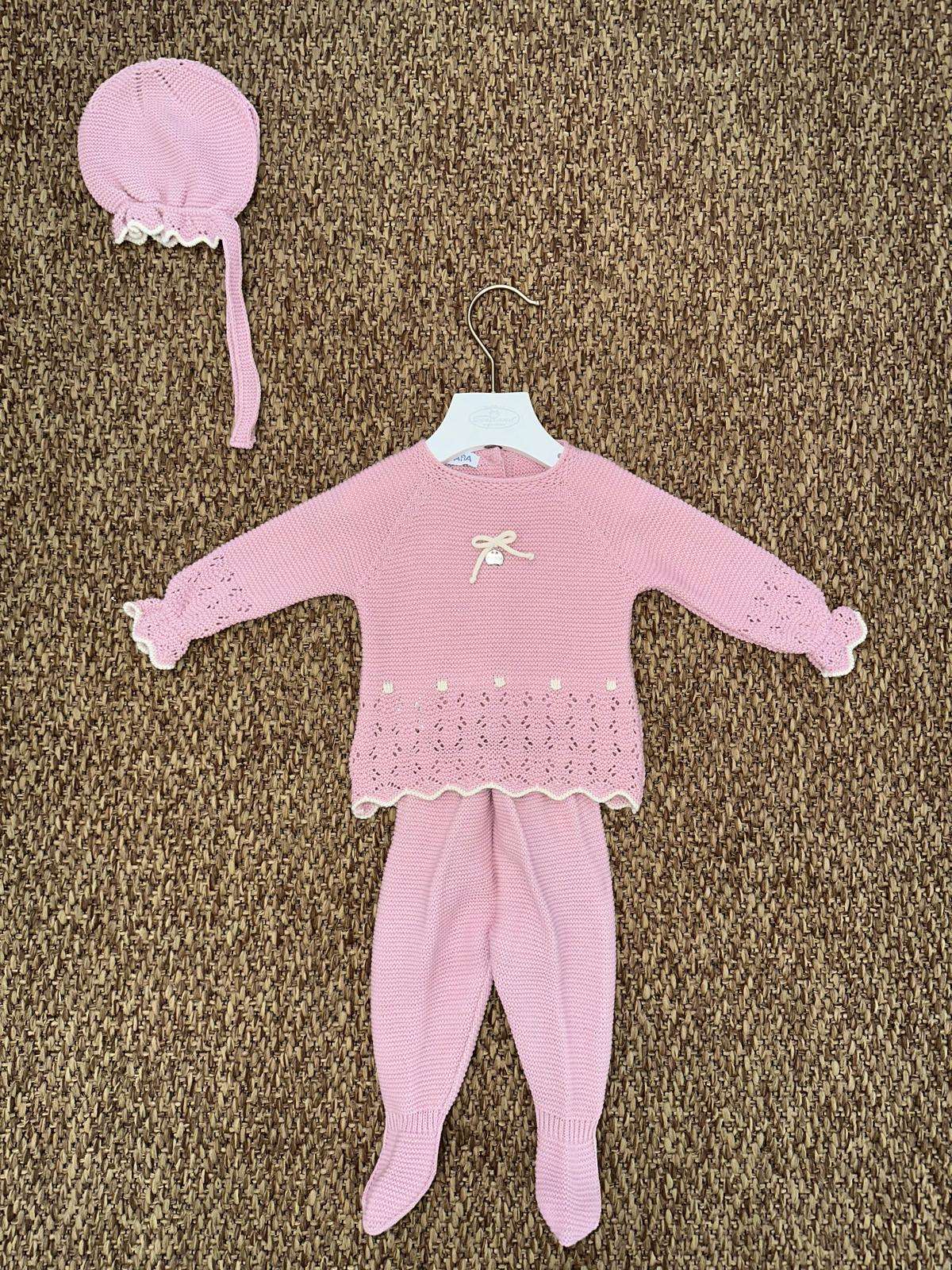 Completo neonata 2pz con cuffia e fiocchetto Juliana