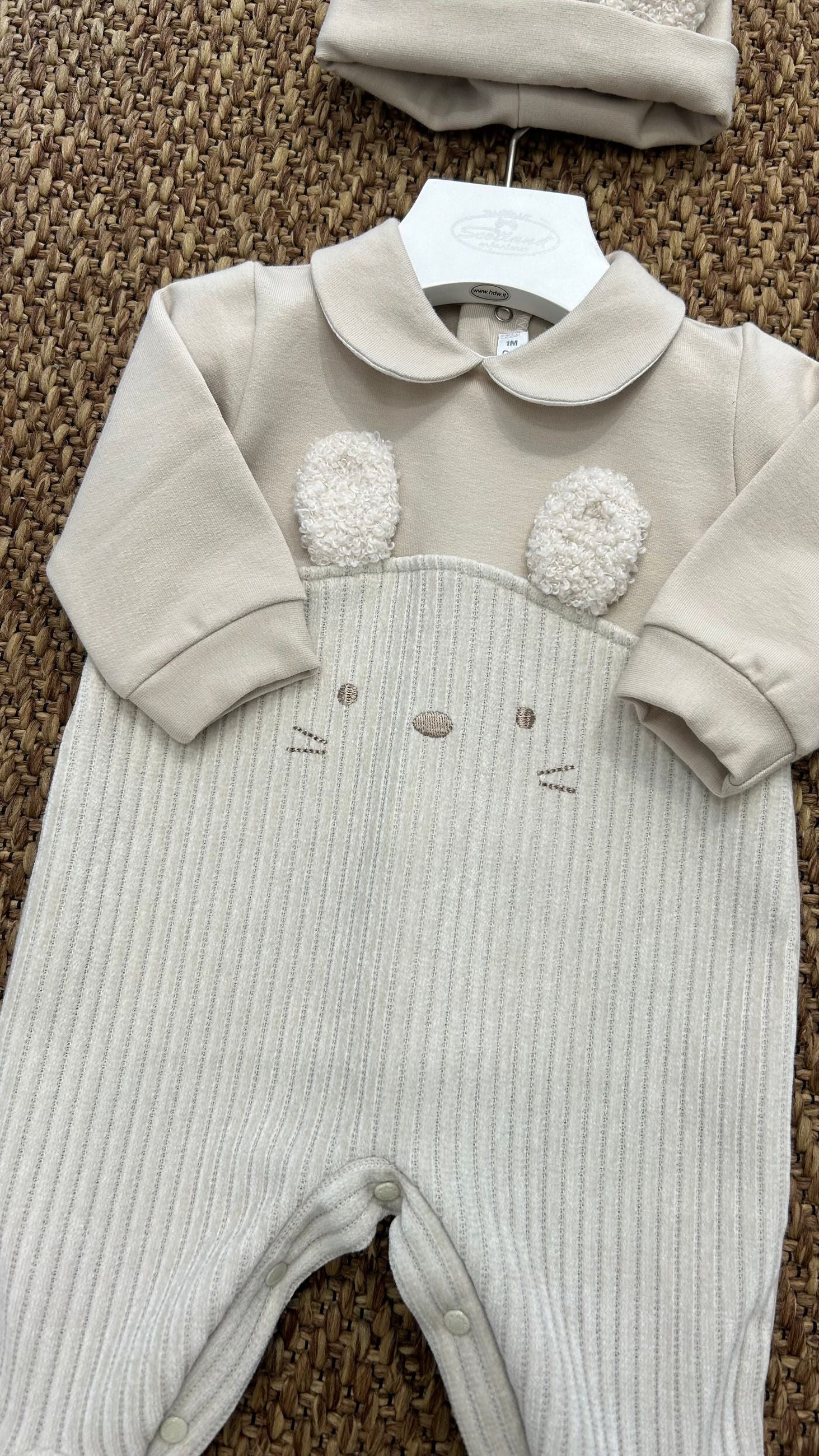 Completo neonati tutina e cappellino coniglietto Barcellino