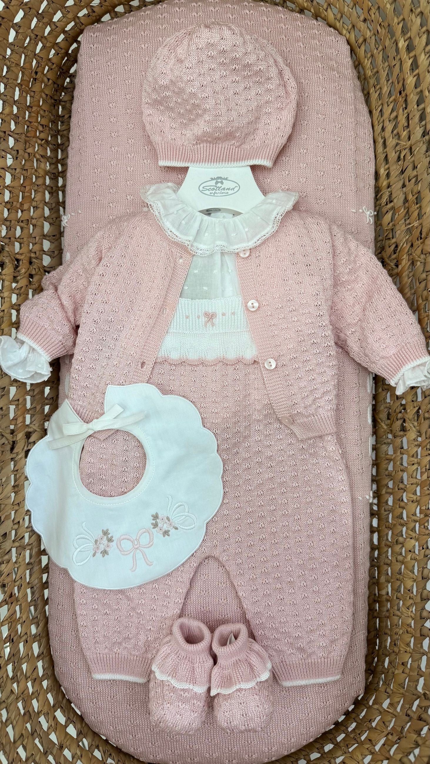 Completo Bimba 3 pz rosa in cotone Marlù