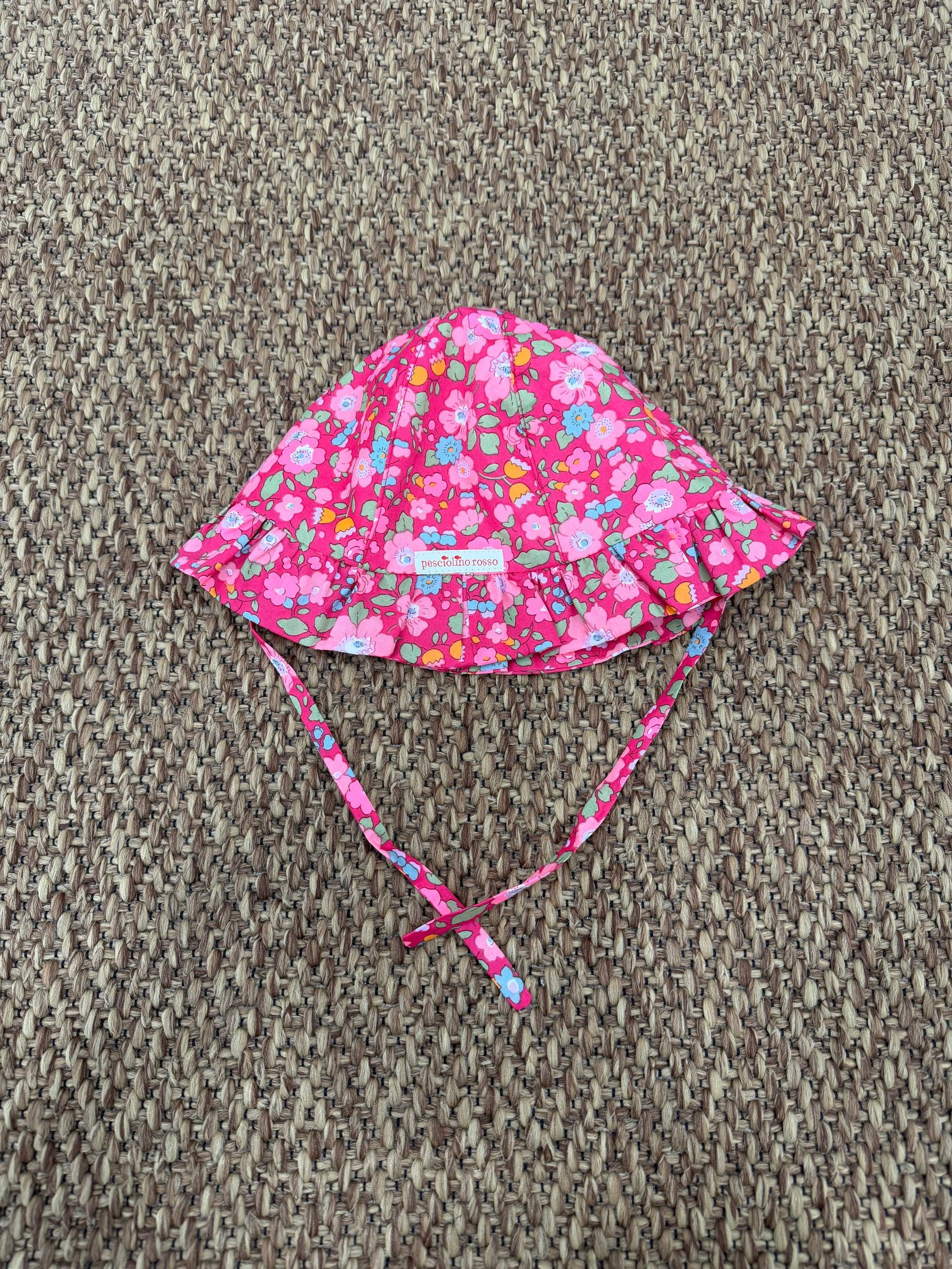 Cappello bambina pescatore con lacci a fantasia Pesciolino Rosso