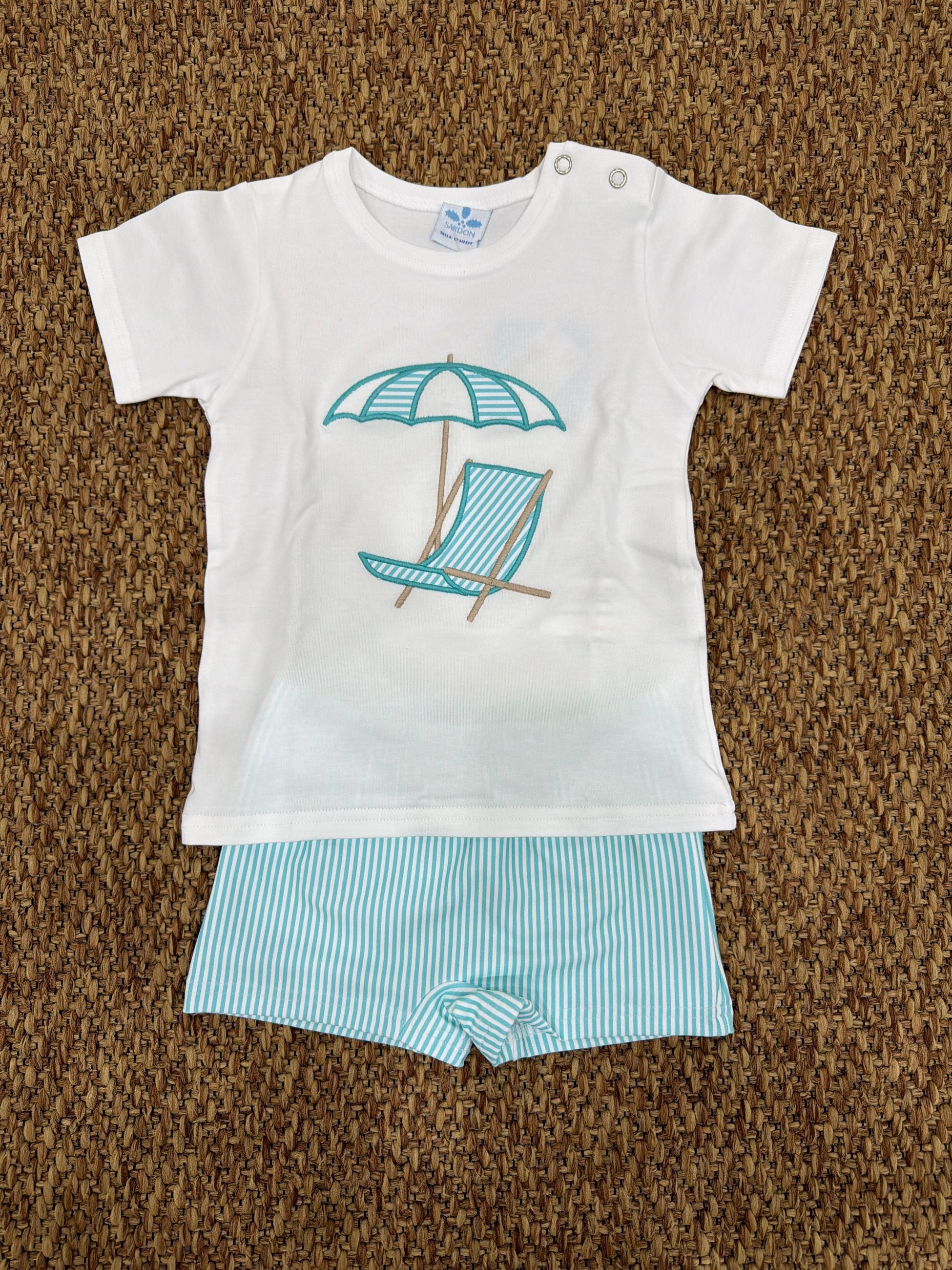 Completo mare bambino t-shirt ombrellone con costume Sardon
