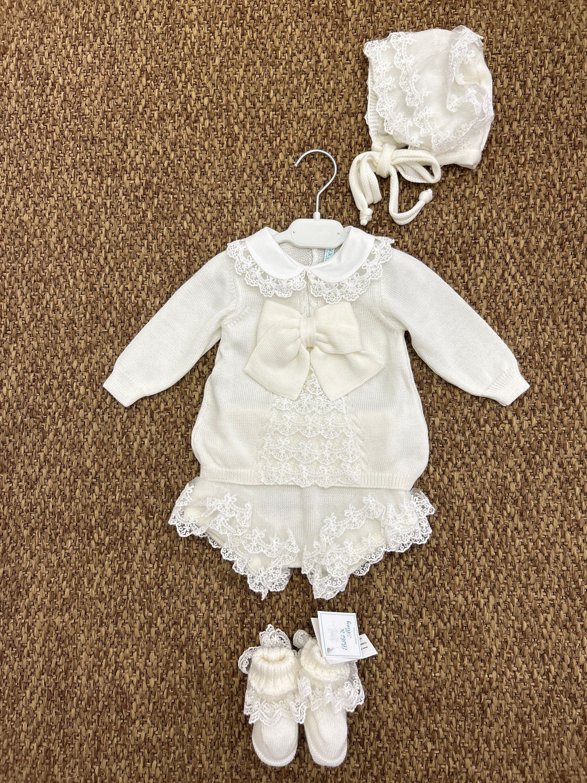 Completo neonata 2pz merletto Bebè di Almy