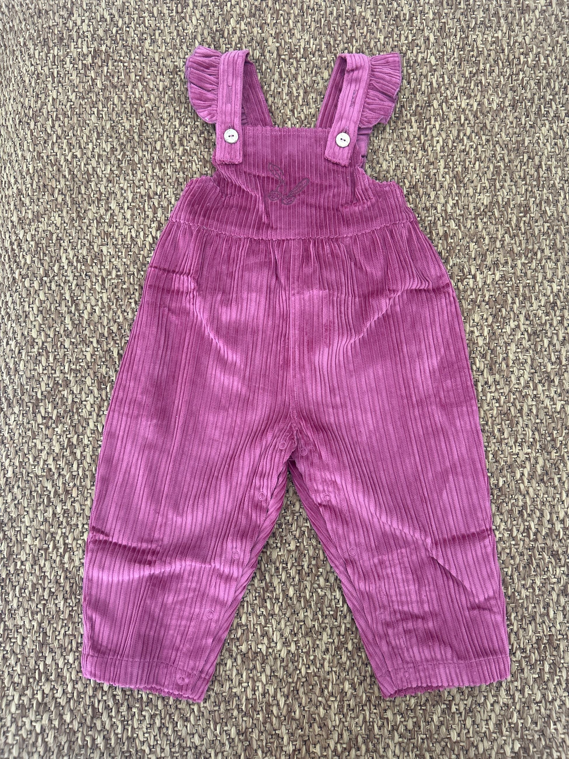 Salopette bambina in velluto con ricamo Play Up