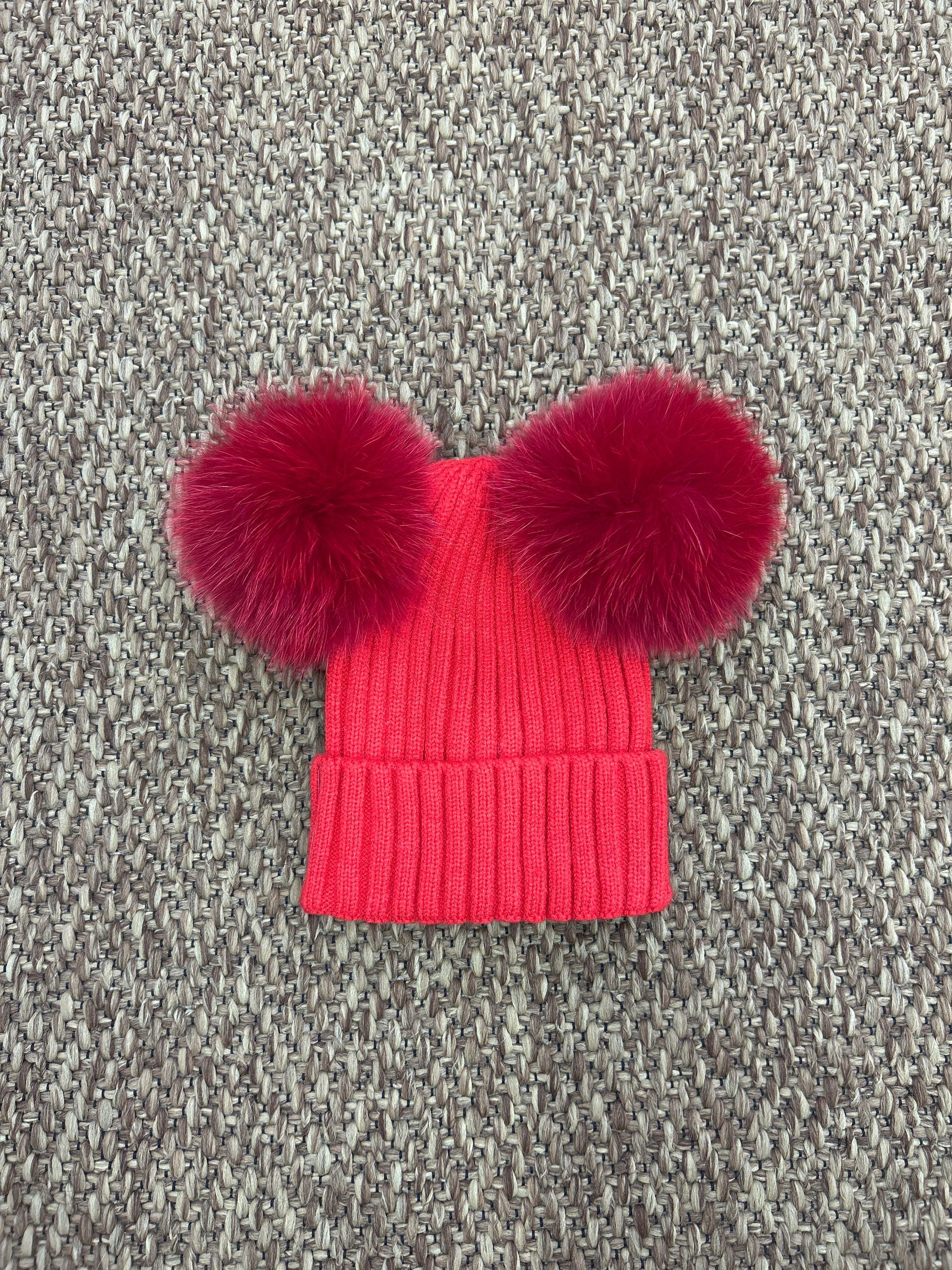 Cappello bimbi a costine con 2 pon pon Enfant Made in Italy