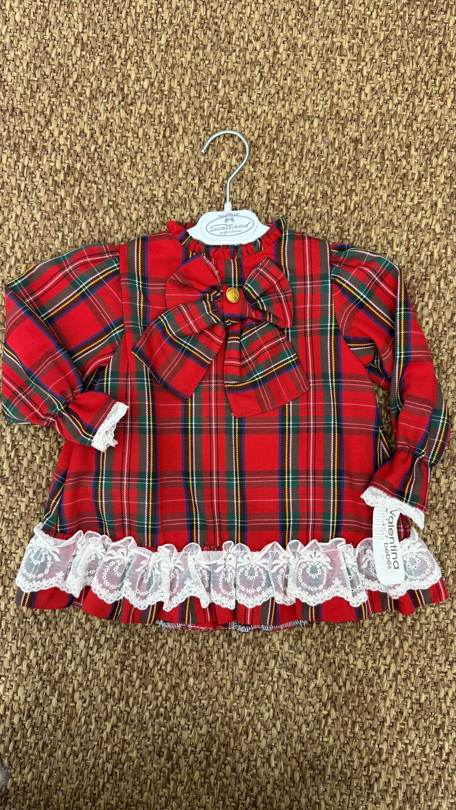 Abito bimba scozzese con fiocco grande Valentina Bebes