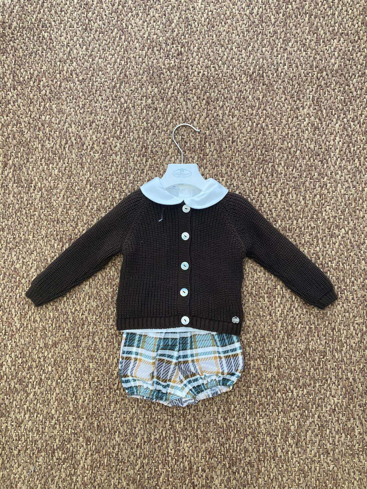 Completo neonato 3pz con shorts scozzesi Juliana