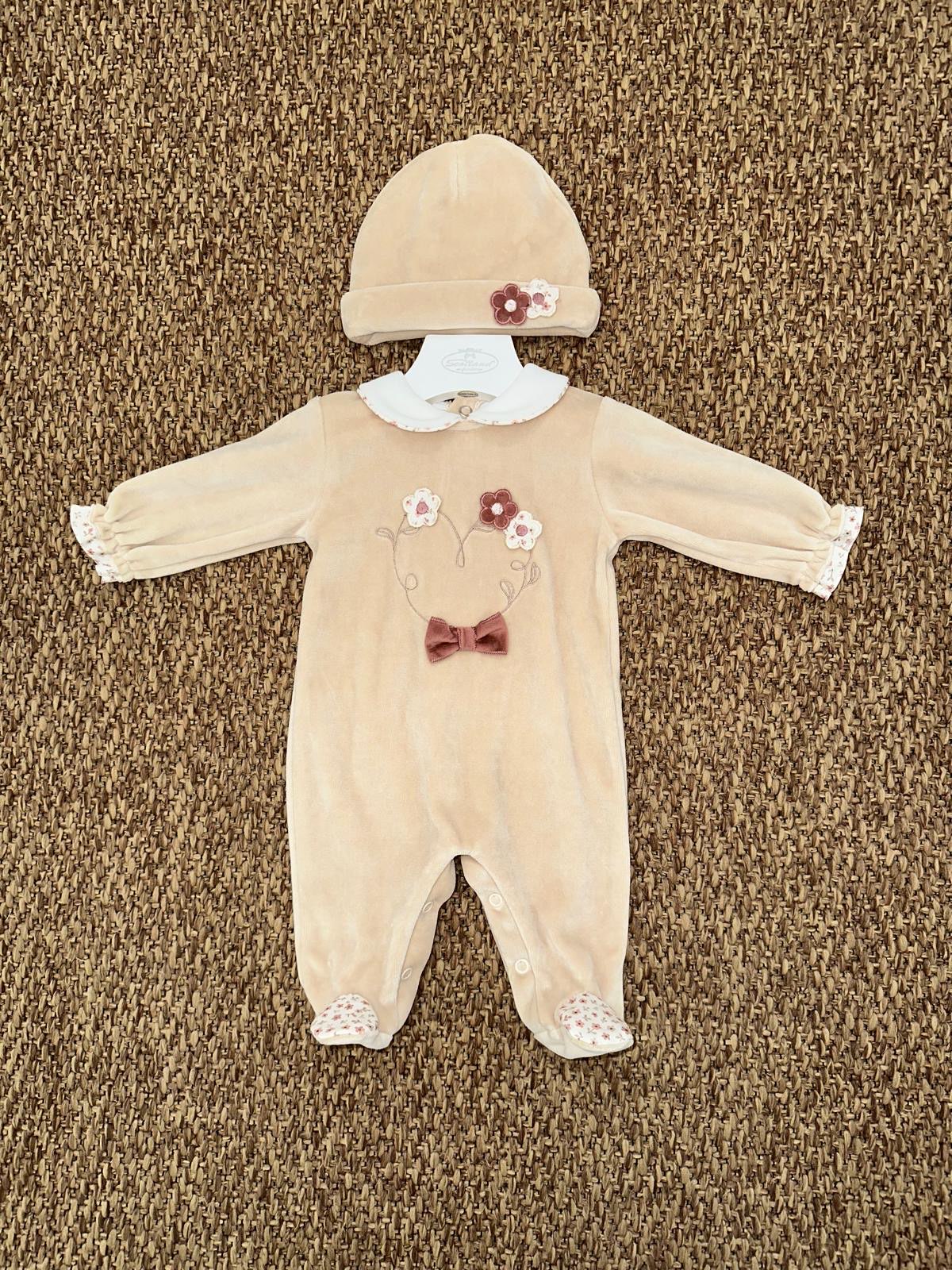 Tutina neonata cuore con fiorellini con cappellino Teto&Tatta