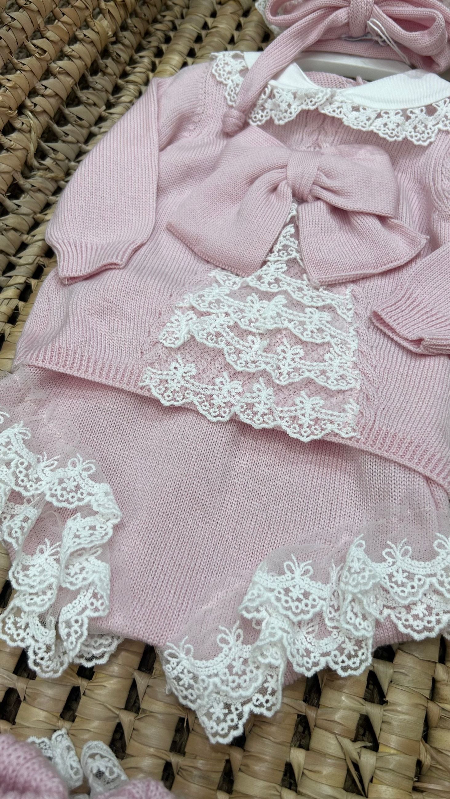Completo neonata 2pz merletto Bebè di Almy