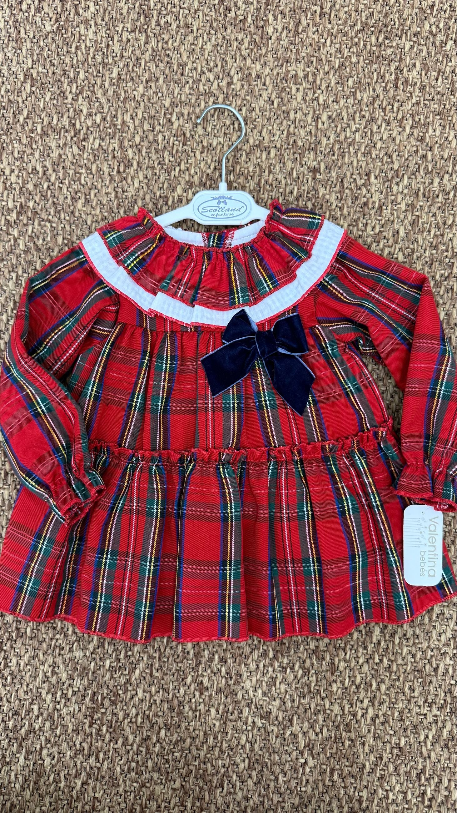 Abito bimba scozzese con fiocchetto Valentina Bebes