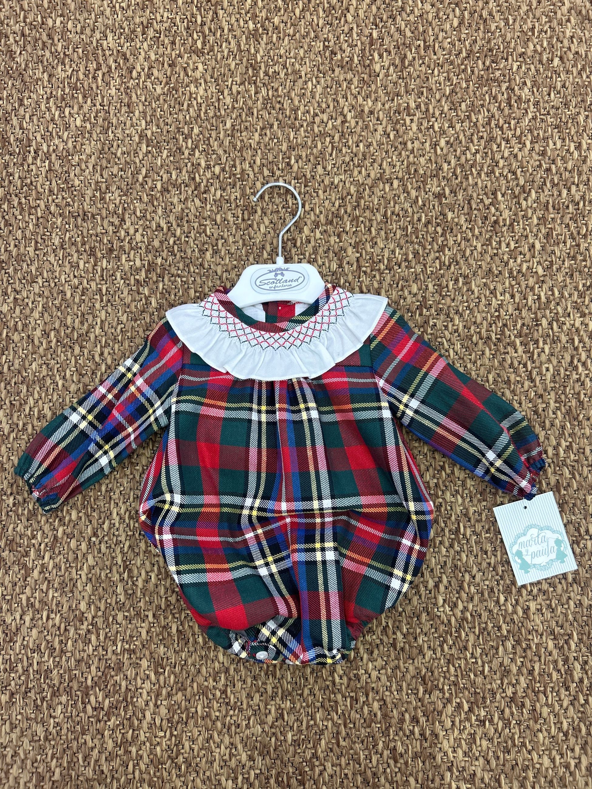 Pagliaccetto bimba tartan scozzese e volant Marta y Paula