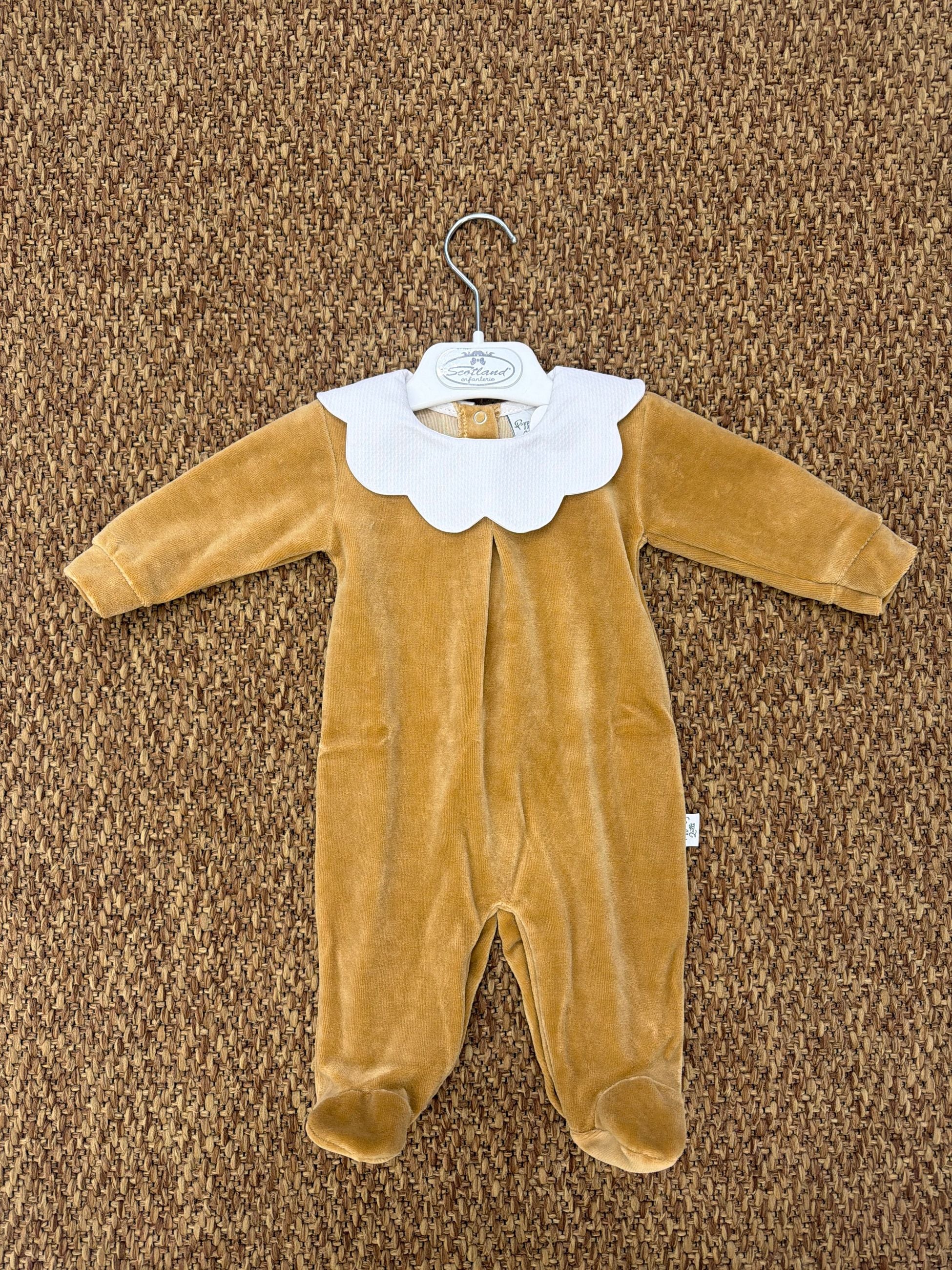 Tutina neonati in ciniglia collo petalo Pappa e Latte