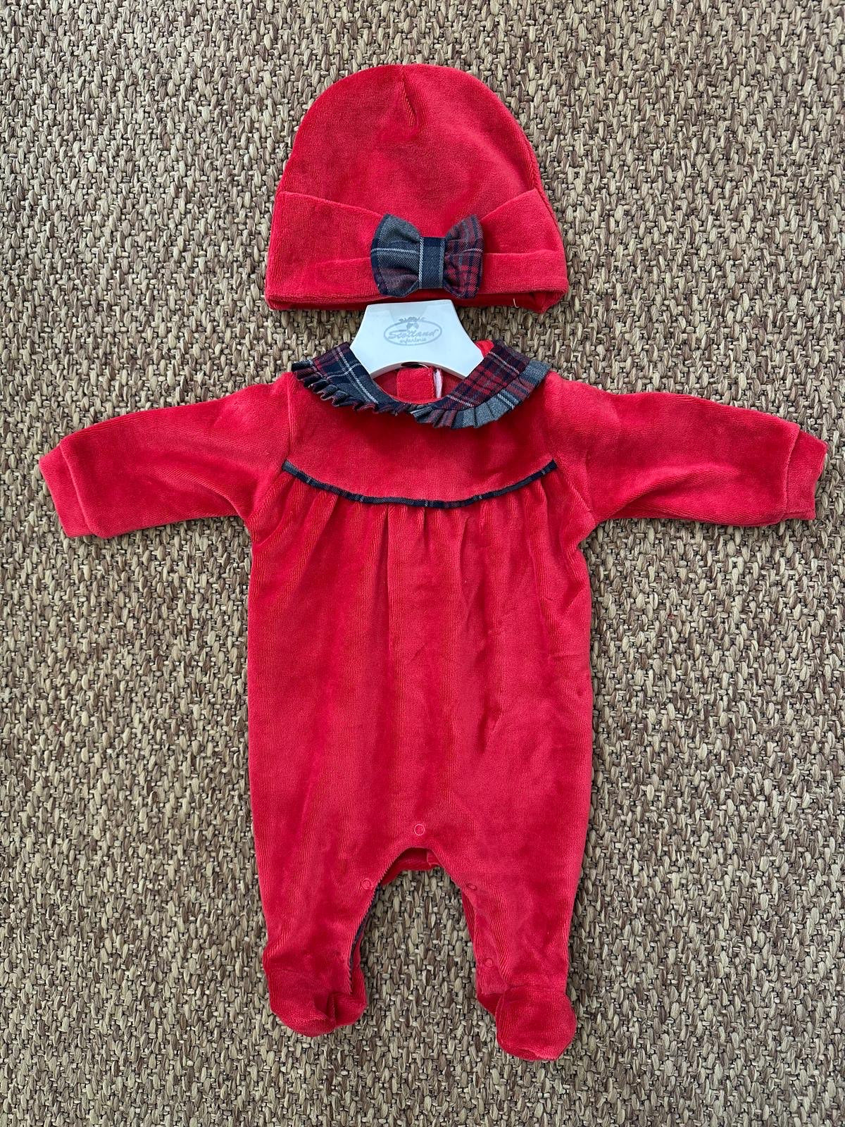 Tutina neonata con dettaglio scozzese con cappellino Baby Vip