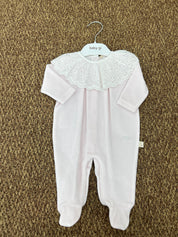 Tutina neonata in ciniglia con merletto Baby Gi
