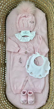 Tutina neonata roselline con cappello e scarpine Marlù
