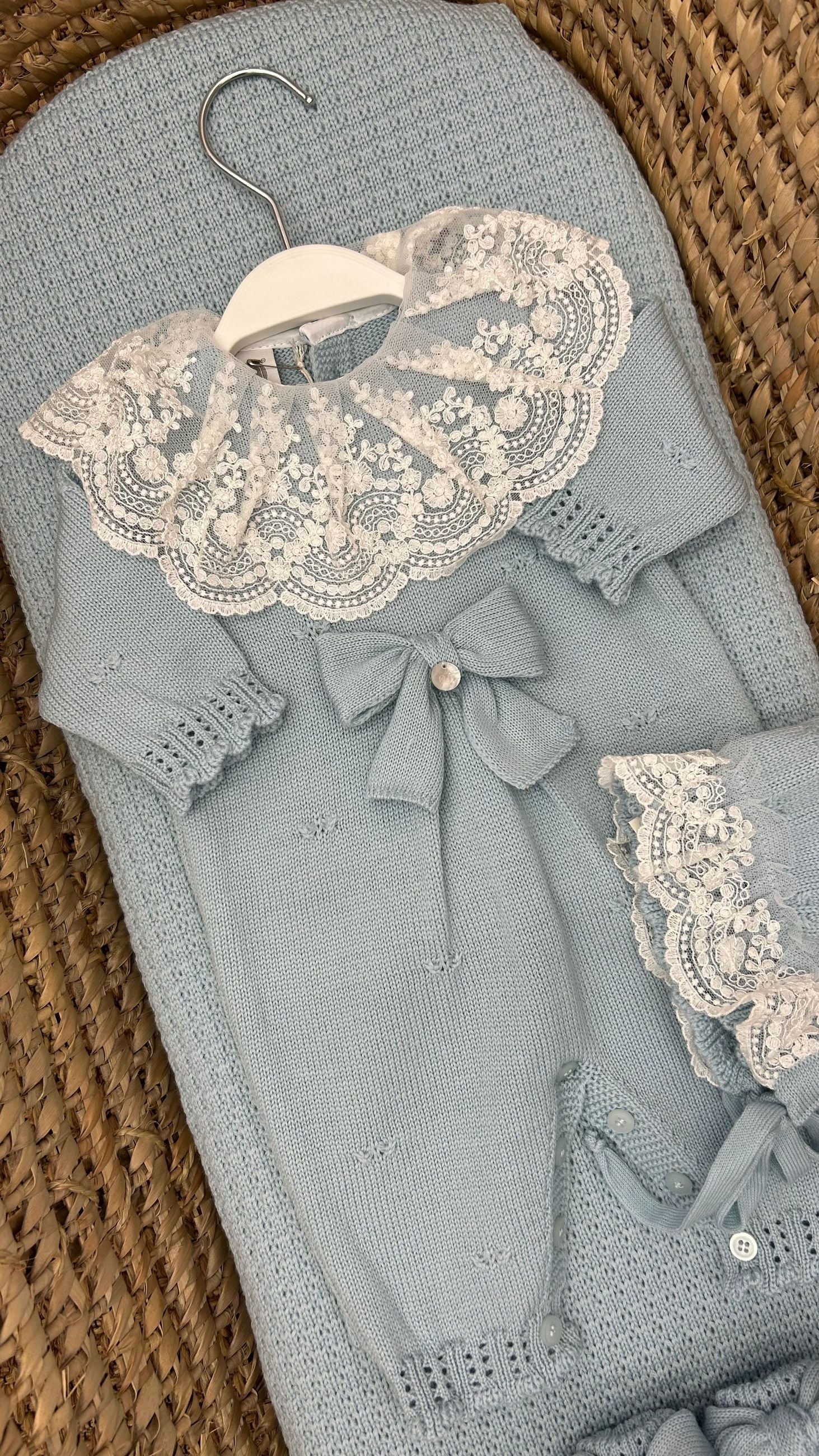 Set nascita neonata con fiocco e merletto Marlù