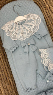 Set nascita neonata con fiocco e merletto Marlù