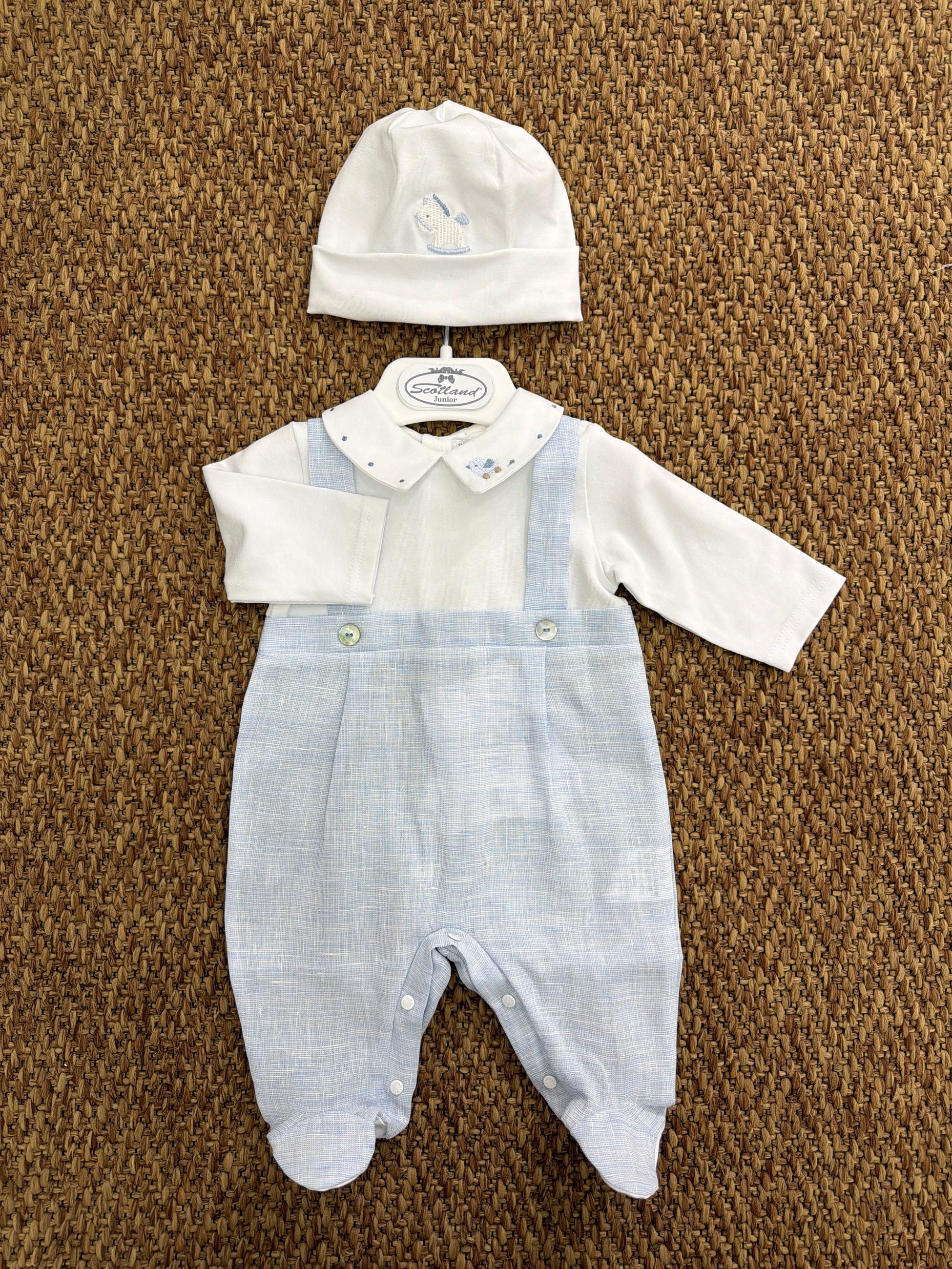 Tutina neonati stile salopette con ricamo Barcellino