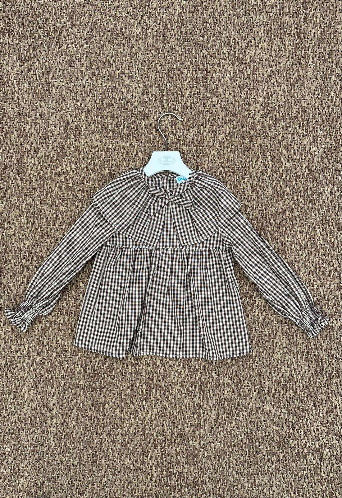 Camicia bambina a quadretti con collo volant Cocote