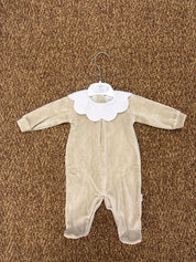 Tutina neonati in ciniglia collo petalo Pappa e Latte