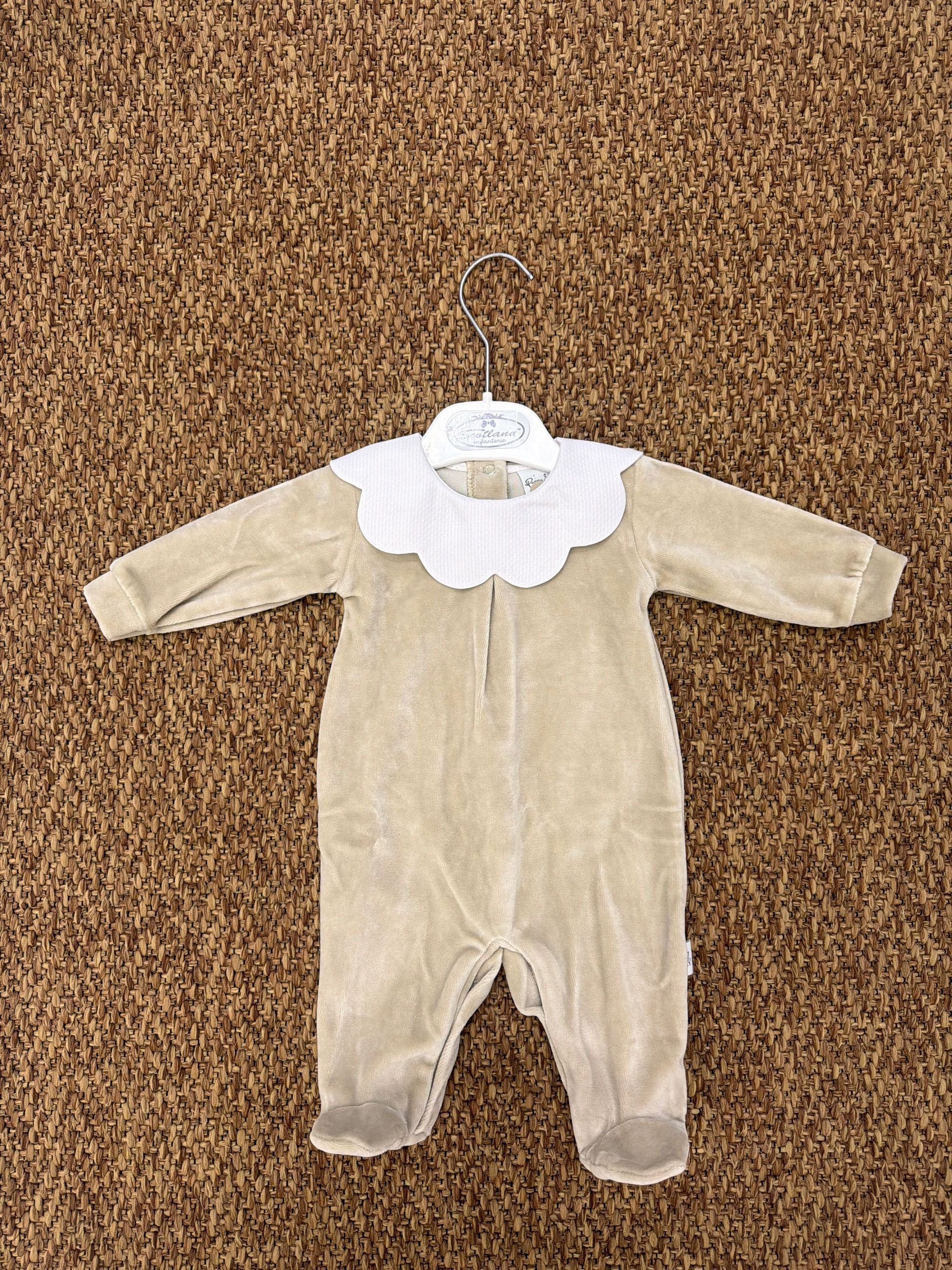 Tutina neonati in ciniglia collo petalo Pappa e Latte