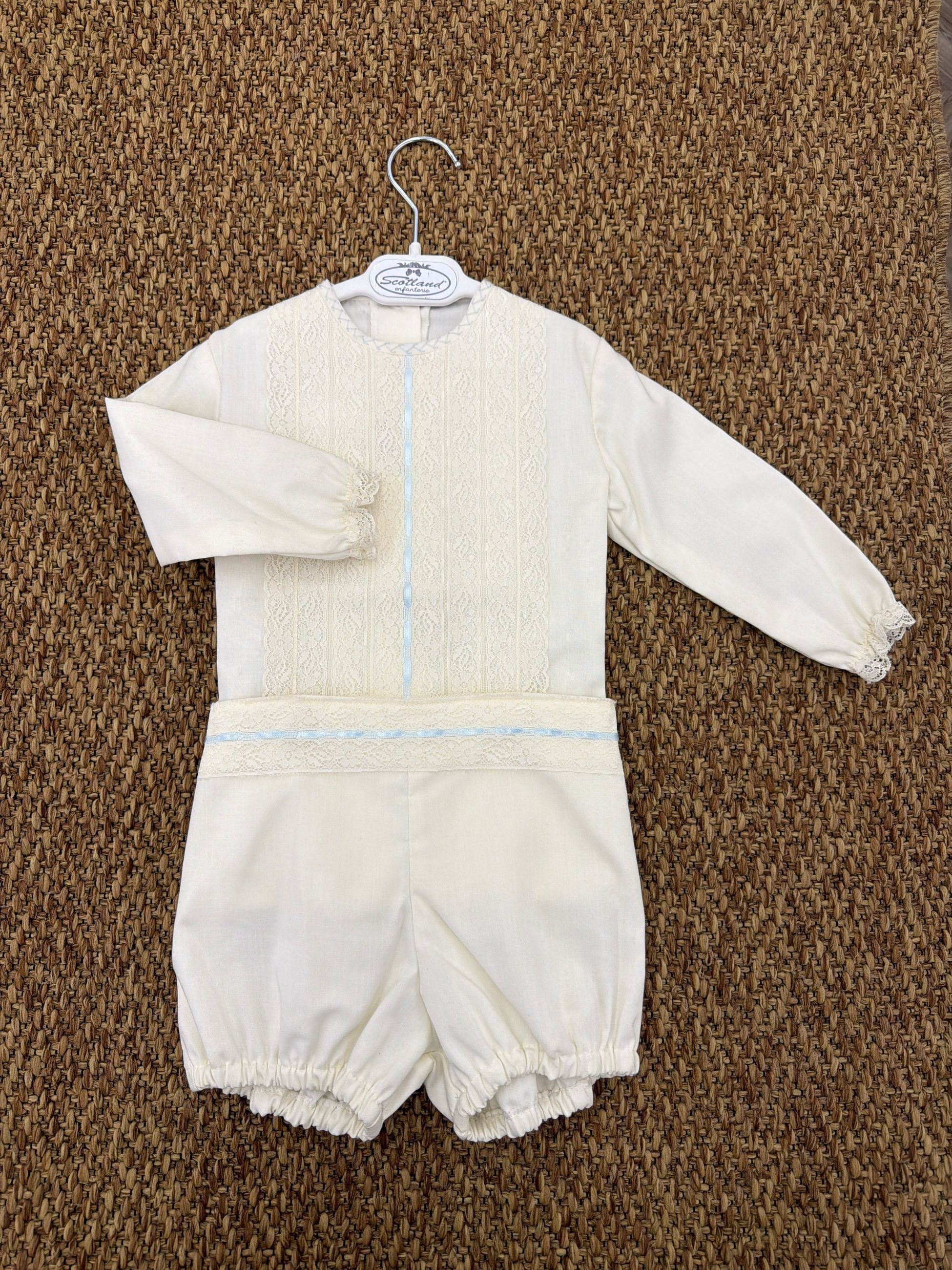Completo bambino cerimonia con dettagli in pizzo Mimosines