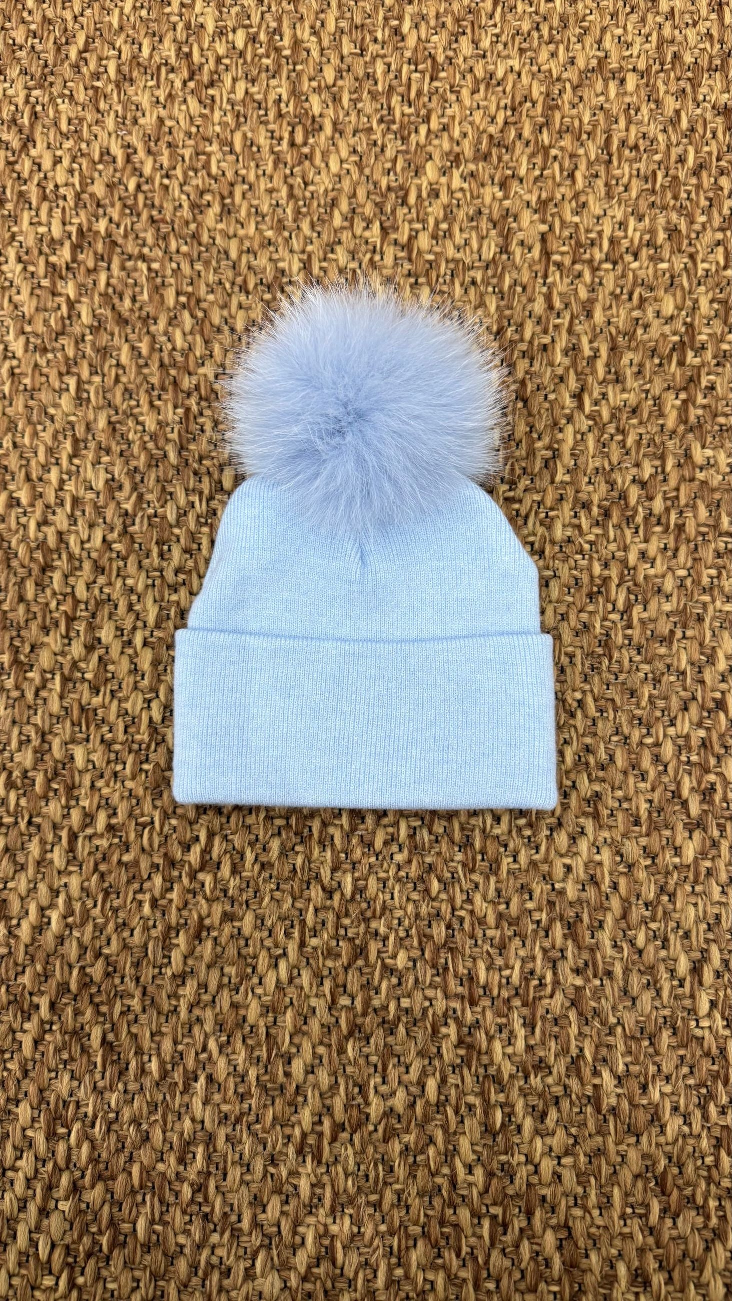 Cappello bimbi liscio con pon pon Enfant Made in Italy