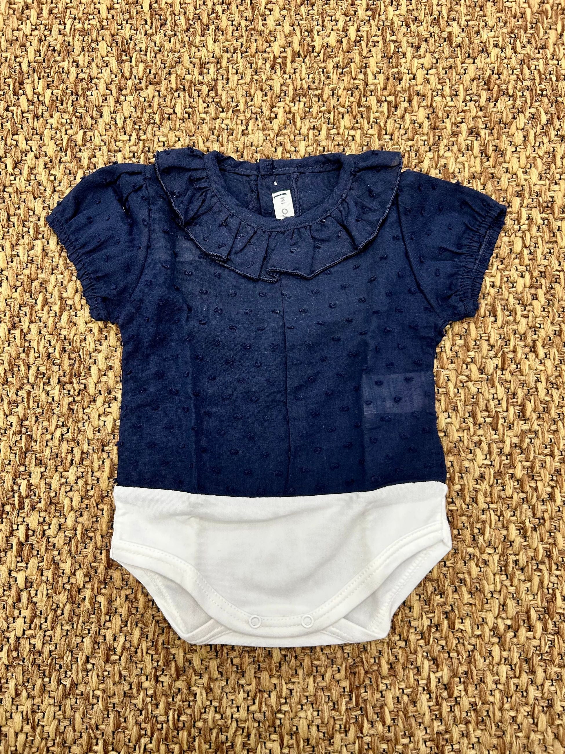 Body neonata velato collo rouches blu Calamaro