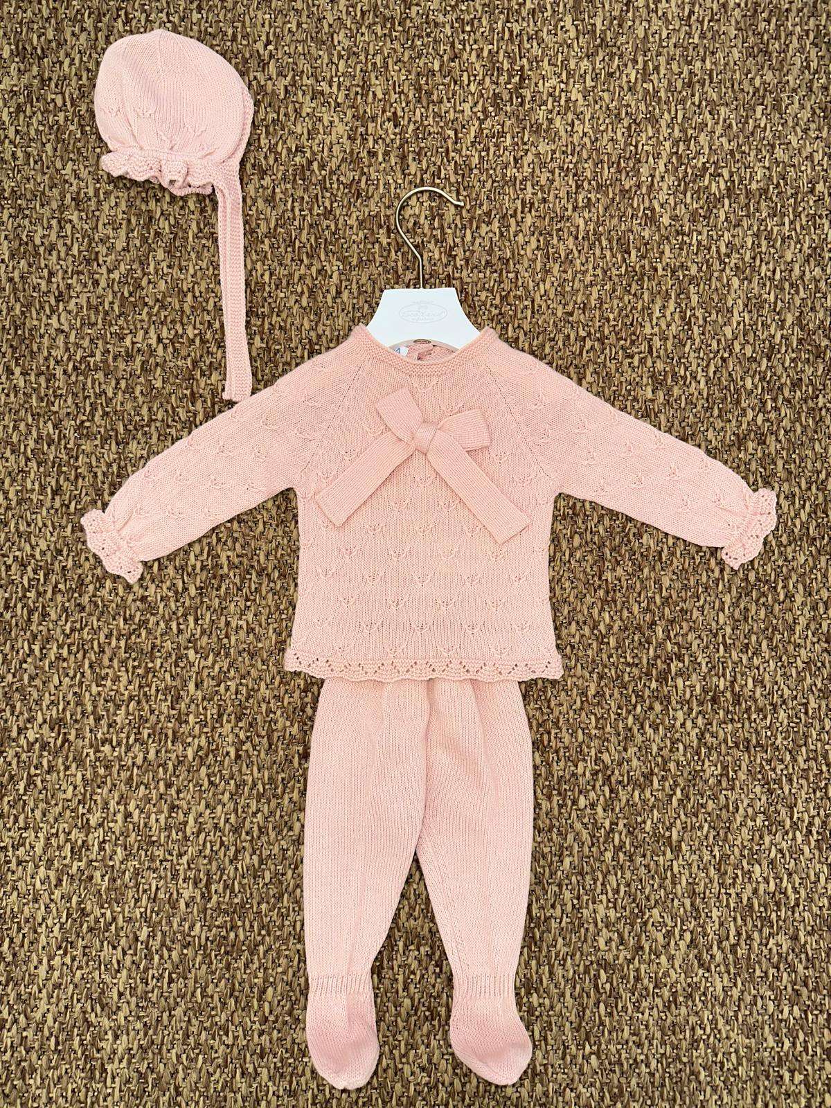 Completo neonata 2pz con cuffia e fiocco Juliana