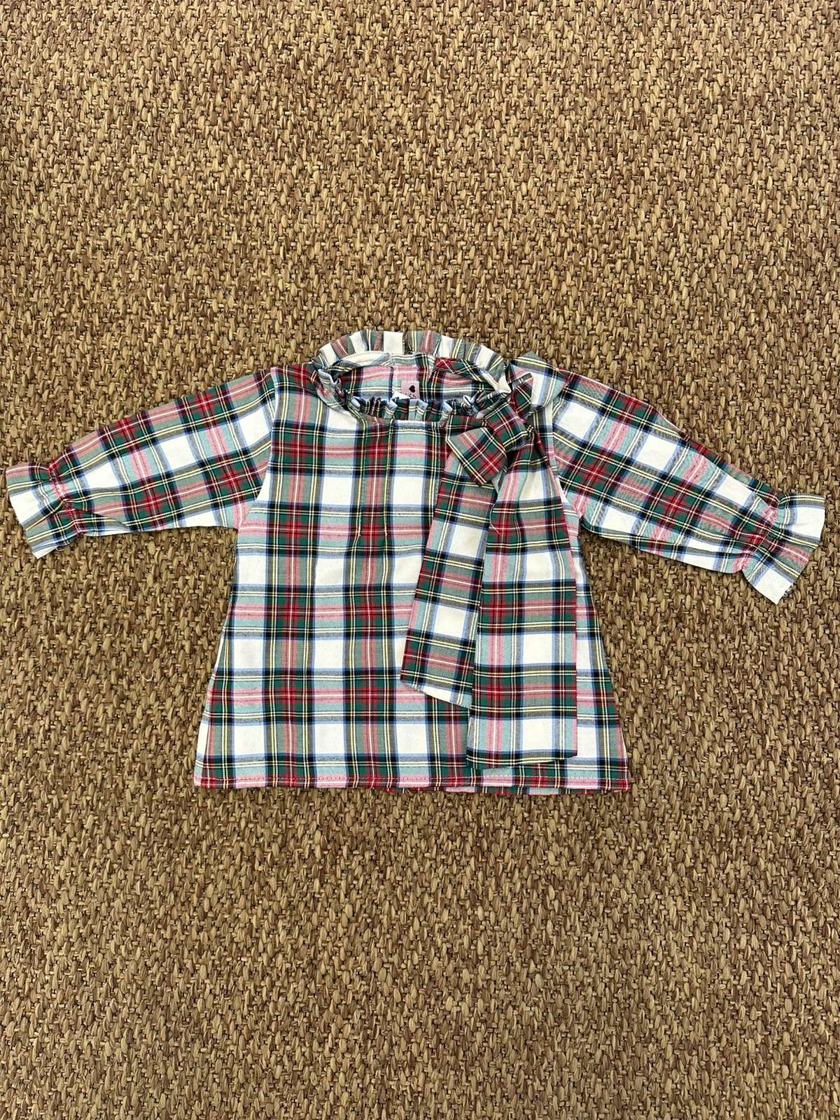 Blusa bambina in tartan con fiocco Phi Clothing