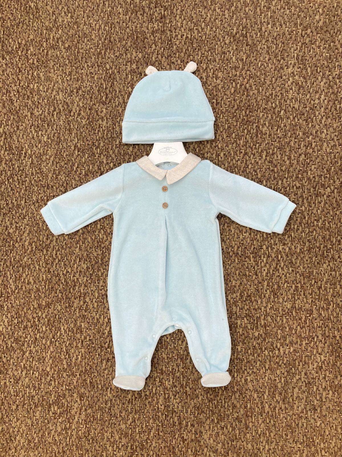 Tutina neonati in ciniglia con cappellino Baby Vip
