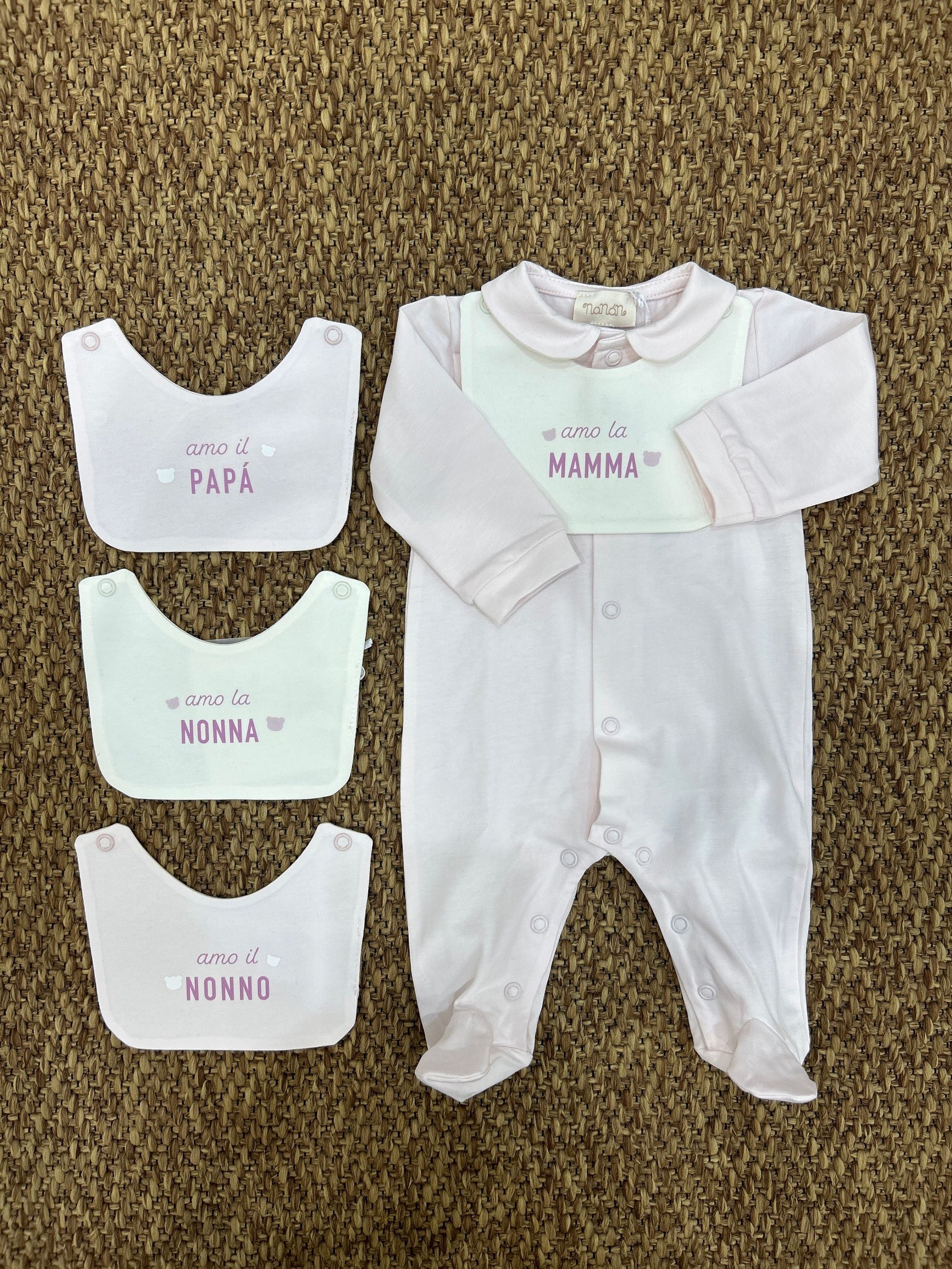 Tutina neonati con 4 bavette Nanan