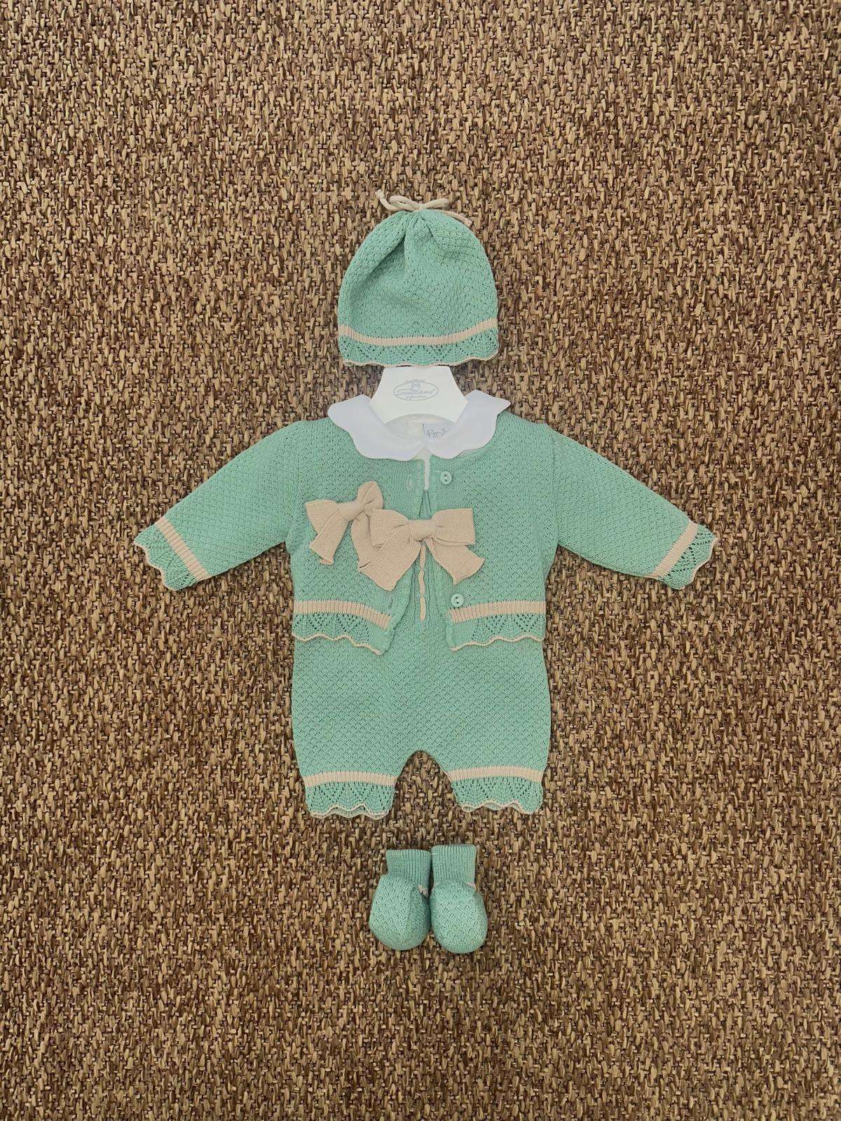 Completo neonata 2pz con giacchino fiocchetti con cappellino e scarpine Pappa e Latte